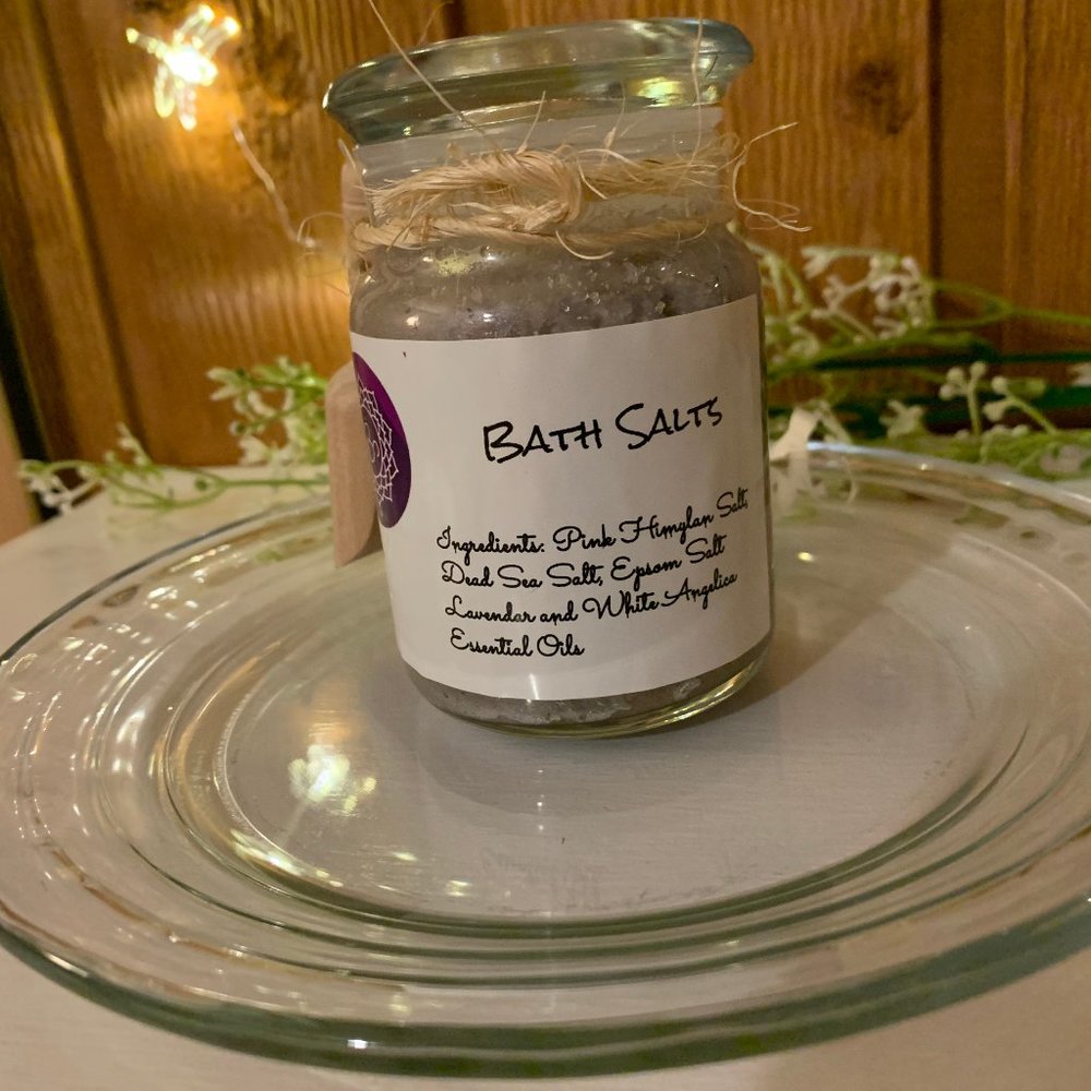 Lavender Bath Salts with Wooden Scooper Spoon
